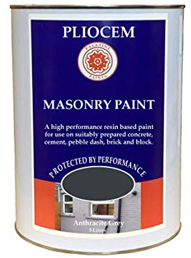 Palatine PaintsProtected By Performance Pliocem® Pliolite Masonry Paint |15 Colours | 2.5lt | 5lt (5 Litre, Anthracite Grey)