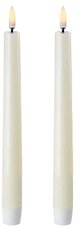 Piffany Copenhagen Uyuni Lighting Taper 2er Set LED Stabkerzen 2,3 x 20 cm Echtwachs Ivory - 6 Stunden Timerfunktion - Keine Brandgefahr, Keine Rußbildung und kein Geruch