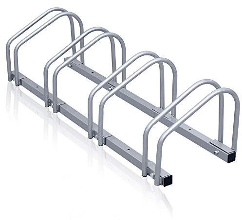 Gimisgu Soporte de pared para 4 bicicletas de 35 a 55 mm de ancho de neumático, para montaje en pared, para bicicleta de montaña, HBT 26 x 101 x 32 cm, color plateado