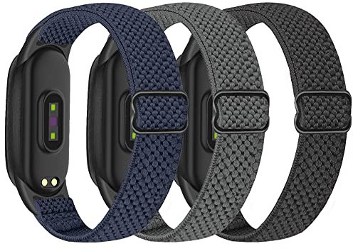 SHIJZWD 3 Pack Elastisch Armband Kompatibel mit Xiaomi Mi Band 7/Mi Band 6/Mi Band 5 Armband, Verstellbares Ersatzarmbänder Sport Loop Nylon Uhrenarmbänder für Xiaomi Mi Band 5/6/7 Damen Herren
