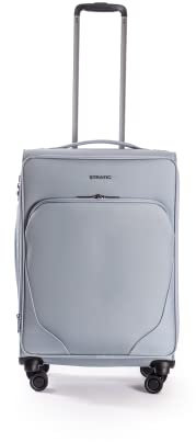 Stratic Mix Koffer Weichschale Reisekoffer Trolley Rollkoffer mittelgroß, TSA Kofferschloss, 4 Rollen, Erweiterbar, Größe M, Steel