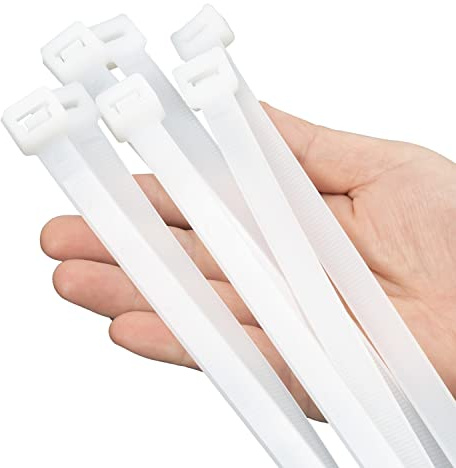 XINGO Pack of 40 Long Cable Ties, White, 500 mm x 12 mm Wide Cable Ties, Tensile Strength with 114 kg, UV Resistant Cable Ties, Long Set, Large Cable Ties for Cable Management