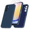 Funda para Samsung Galaxy A25 5G con Tres Cristal Templado Protector de Pantalla, Azul Suave Silicona Protectora Carcasa para Samsung Galaxy A25 5G 6.5