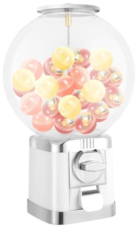 KAHYKLQI Vending Machine Twister Ball Dispenser,1 Dollar Coin Operated Toy Capsule Dispenser,500 Balls Capacity Candy Gumball Vending Machine for Retail,Amusement Parks,White