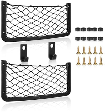 Einesin Rete Portaoggetti Auto, Rete Bagagliaio Tasca Organizer con Viti, Universale Storage Mesh Net per Auto, Camper, SUV, Truck