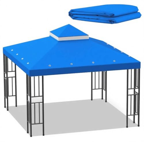 Toldo de repuesto de 10 x 10 pies, techo de cenador de 2 niveles con ventilación de aire y agujeros de drenaje para patio al aire libre, jardín, tienda, cubierta de pabellón
