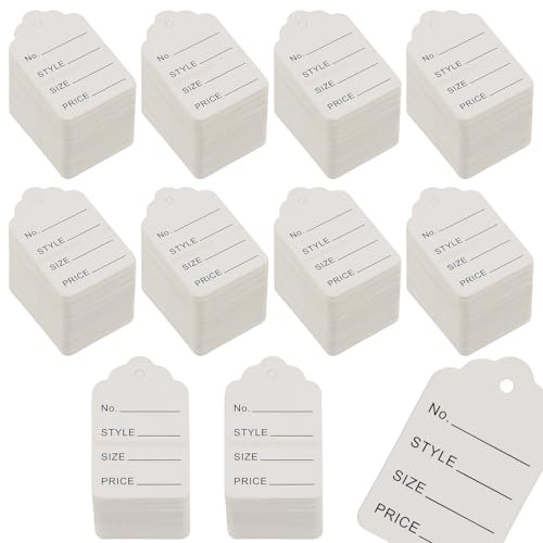 1000PCS Etiquette Prix Vetement Blanche, 3.5x5CM Perforated Price Tags, Etiqueteuse Prix de Marquage Vierges Personnalisées, Étiquettes de Magasin pour Bijoux Cadeaux Artisanat