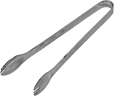 Phefop Pinza para Hielo de Acero Inoxidable, 7,7 Pulgadas, Pinza para Azúcar de Grado Alimenticio, Aperitivos de Cocina, Utensilio para Servir para Hotel, Hogar, Fiesta de té, café, (chapado en negro)