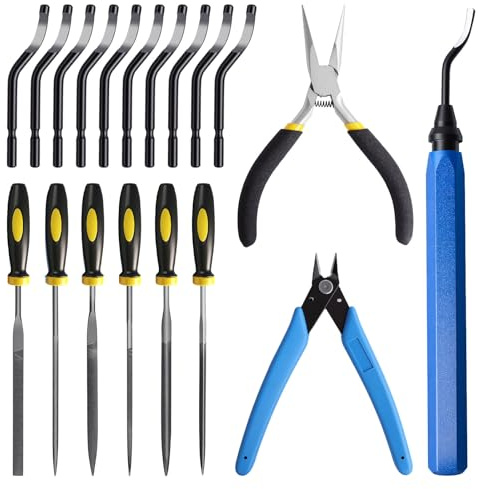 Sbavatore di stampa 3D,Strumento sbavatura e 5 lime diamantate,con poche pinze,sbavatore manuale in plastica per acciaio, alluminio, plastica e legno