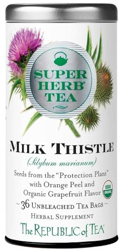 The Republic of Tea - Organic Milk Thistle SuperHerb Tea Tin, 36 Herbal Tea Bags, Naturally Caffeine-Free