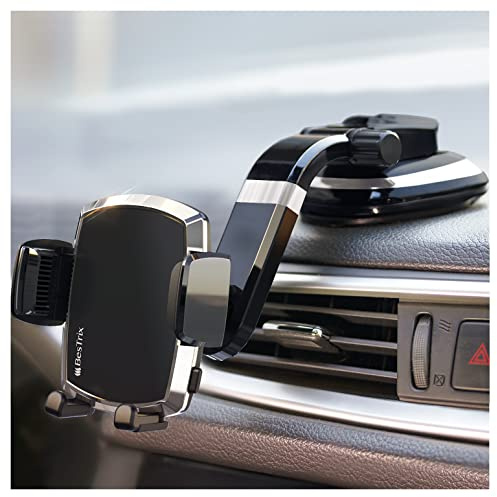 Bestrix SmartClamp Car Phone Mount | Dashboard Cell Phone Car Phone Holder Compatible with iPhone 13 12 11 Pro, Xr, Xs, XS MAX,XR,X, Galaxy S20 Note 20 Ultra & All Smartphones