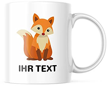 STEMPEL-FABRIK – personalisierte Tasse mit Namen – Kaffeetasse mit Wunschtext individuell gestalten – Geschenk für beste Freundin & Co – Keramiktasse beidseitig bedruckt (330 ml | Fuchs)