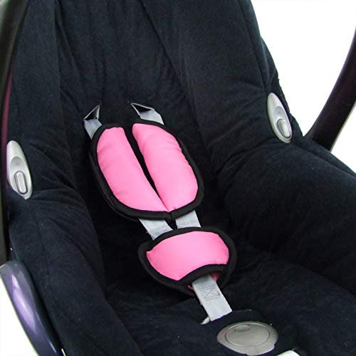 BAMBINIWELT Gurtpolster Set universal für Babyschale Autositz kompatibel z.B. mit Maxi Cosi Cybex (rosa)