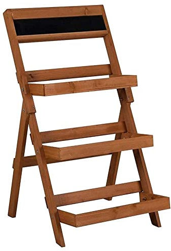 BAKAJI Scaffale Portavasi Espositore Alzata Fioriera per Piante e Fiori in Legno con 3 Ripiani Porta Vaso Dimensione 76 x 45 x 42 cm Colore Brown Arredamento Casa Giardino Esterno