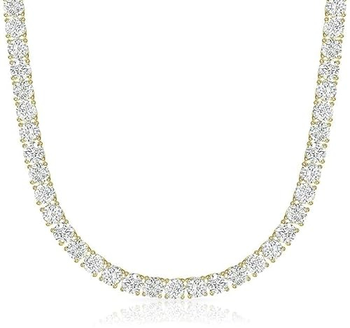 Michooyel Collar de tenis de 3/4/5/6 mm, chapado en oro/plata, cadena de tenis de plata para mujer, cadena de oro con circonita cúbica 5A, cadena de hip hop para hombres y mujeres, 40-60 cm