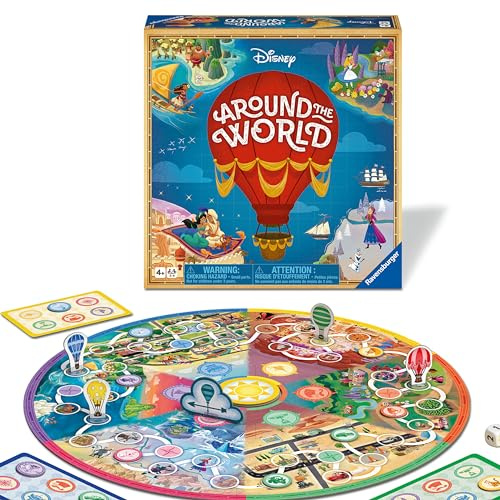 Ravensburger Disney Gifts - Around The World Board Game for Kids Age 4 Years Up - 2 to 4 Players Board Game