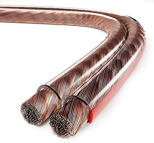 conecto Högtalarkabel boxkabel CCA 2 x 4,00 mm², 20,0 m, ljudkabel med polaritetsmärkning för HiFi-högtalare, boxning, subwoofer, transparent