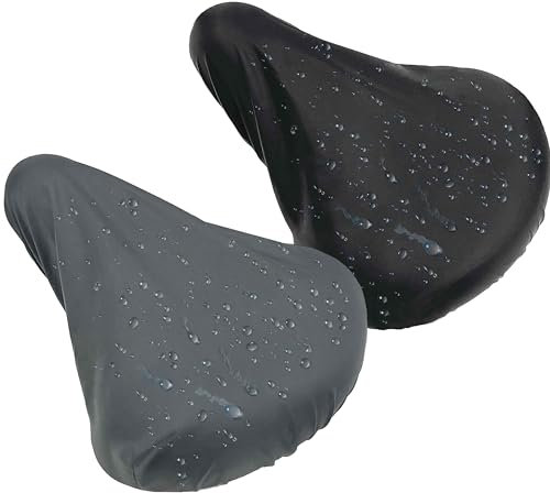 Homieway Sattelbezug Fahrrad Wasserdicht 2 Stück-RPET Sattelüberzug Sattelschutz Fahrrad Regenschutz Sattelabdeckung für Fahrradsattel überzug 2er Set(Schwarz-Grau)