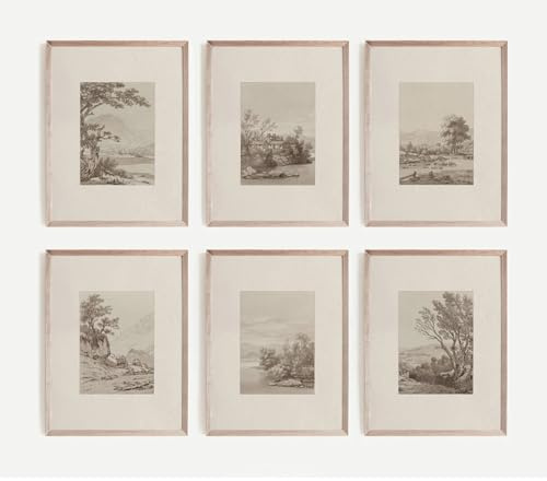 Joocrise Neutral Wall Art Decor Set of 6 Vintage Canvas Wall Art Rustic Farmhouse Wall Art Botanical Prints Country Pictures Neutral Vintage Artwork for Living Room Bedroom 12x16 Inch Unframed