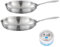 CUISINOX - Gourmet - 2 poêles 24 et 28 cm et pierre d'argent - Poignée fixe - Triply - Compatible tous feux - Acier Inox 18/1 - Sans PFAS, PTFE, PFOA - Made in France