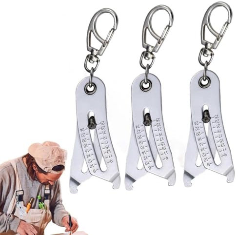 Lot de 3 porte-clés portables et précis - Outil de vérification de la taille du filetage des écrous et des boulons - Jauge de filetage en pouces et métriques - Porte-clés pour une mesure rapide et