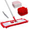 MASTERTOP Floor Mops for Cleaning Floors, Microfibre Flat Mop for Hard Floor - Multi-Surface Wet and Dry Cleaning Mop for Indoor Home - 4 Reusable Pads (Chenille + Nylon) - Red
