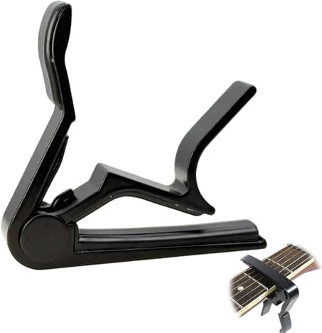 Hochwertiger Gitarren Kapodaster für Akustikgitarre, E-Gitarre, Ukulele, Banjo und Mandoline, Schwarz – Robustes Aluminiumlegierung Design, Ideal für Musiklehrer und Spieler aller Niveaus