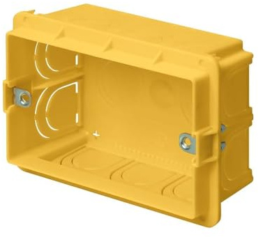 Scatola 503 da incasso a parete, 3 moduli/posti, per muratura, 95x70x48mm, in tecnopolimero ad alta resistenza, cassetta per impianto elettrico, universale per serie civili, giallo