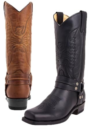 YUMALI Bottes D'équitation Steampunk Chaussures Rétro à Mi-Mollet En Cuir PU Bottes De Cow-Boy Occidentales à Bout Carré Pour Hommes