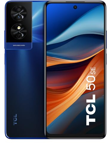 TCL 50 SE Mobiltelefon ohne SIM-Lock, 6,78 FHD+ 90 Hz NXTVISION-Display, 4 GB RAM + 128 GB ROM, 50-MP-Kamera, 5010-mAh-Akku, 33-W-Schnellladung, Midnight Blue