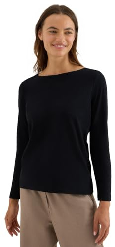 Cecil 3227273 T-Shirt Basique à Manches Longues, Noir, S Femme