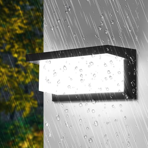 SILAMPDI Aplique Pared Exterior 18W 6500K Lampara Exterior Pared IP65 Impermeable Apliques LED Aluminio para Jardín, Terraza, Garajes