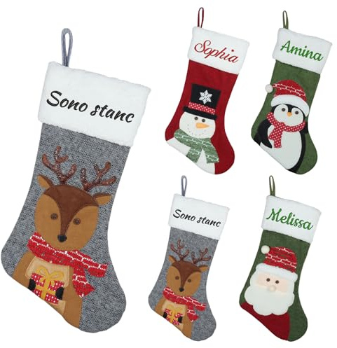 Calcetines de Navidad personalizados,Calcetines de Navidad con nombre bordado personalizado,Calcetín de Navideños grandes para niños/niñas,Calcetín para decorar la chimenea en la fiesta de Navidad