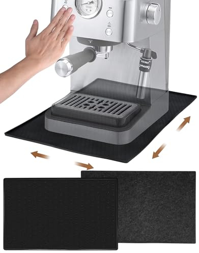 Unterlage Kaffeemaschine Silikonmatte Kaffeevollautomat Matte für De Longhi Magnifica Philips LatteGo Siemens EQ6 Unterlage 48x30cm Coffee Mat mit Filz und Rand, Schwarz