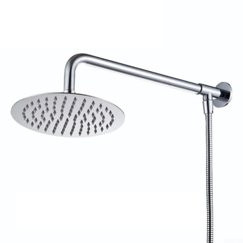 Besttoolifes Large Round Rainfall Shower Head with Chrome Finish, 150mm Overhead Fixed Showerhead and .5m Hose for Modern Bathroom