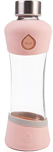 Equa SQ AC P Active Peach Bouteille en Verre Borosilicate avec Housse en Silicone 0,55 l, SW10268