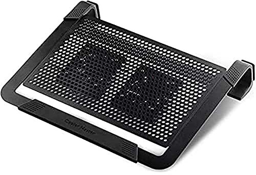 Cooler Master NotePal U2 PLUS Laptop Cooler - 2 Moveable 80mm Fans, Carry Case Protector, Ergonomic Aluminium Frame - Black