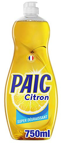 PAIC - Liquide Vaisselle Paic Citron Super dégraissant - Pour une Vaisselle Propre et Brillante - Élimine les Graisses Tenaces - Quelques Gouttes Suffisent - Flacon 750 ml