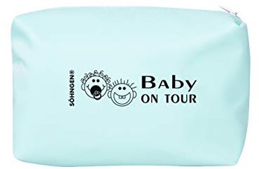 Söhngen Erste-Hilfe-Tasche Baby on Tour blau (Reißverschlusstasche für Kleinkinder; beschichtetes Nylongewebe; robust; mit Fieberthermometer, Schnuller, Verbandmaterial, Beißring) 0350007b