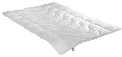 Irisette Lotte Ganzjahresdecke – Produziert in Deutschland - Steppbett mit Top Cool Gewebe, 95 Grad waschbar, inkl. Aufbewahrungstasche, 155 x 220 cm, weiß, Öko-Tex Zertifiziert