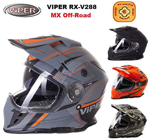 CASCHI Motocross Viper V288 Adulto Casco Moto Integrale off-Road Quad Cross Doppia Visiera Enduro Helmets (Matt Ventura,XS)