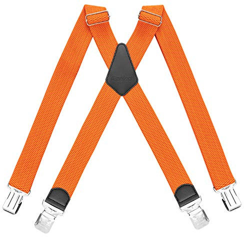 HBselect Bretelles Homme Larges Réglable Élastique Extra Fort 4 Clips en forme X,Bretelles Homme Larges et Vintage