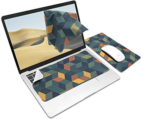 SenseAGE x ekax Microfasertuch Tastaturschutz mit attraktiv Bilder für 13 Zoll Laptop MacBook | 3 in 1 Mauspad, Bildschirmreiniger, Display-, Tastaturabdeckung | Notebook Schutztuch, Dunkelgrün