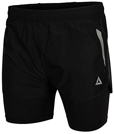Airtracks Pantaloni funzionali da corsa da uomo Pro Line – Pantaloncini da corsa 2 in 1 – Pantaloni corti – pantaloni sportivi – pantaloni da jogging – traspiranti – ad asciugatura rapida –