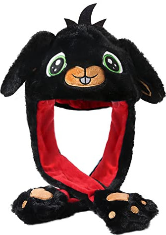 Focupaja Schwarz Mütze Mit Beweglichen Ohren Bewegliche Ohren Plüsch Bunny Ohren Hasen Mütze Lustige Spielzeug Tiermütze Cosplay Weihnachts Geschenk Erwachsene Mädchen