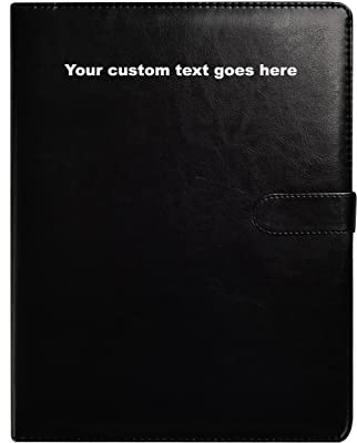 Arpan Personalised Text A4 Portfolio Case Organizer with Clipboard & Pad – Leather Portfolio Organizer | Personalised A4 Notebook & Maternity Notes Folder Personalised for Professionals (Black)