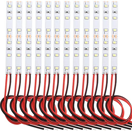 VISSQH 12pcs House Lighting 10cm 6-LED White with Cable 15cm 12-18 V Modellbau Beleuchtung,Modelleisenbahn Beleuchtung,Model Making LED Lighting(self-Adhesive)