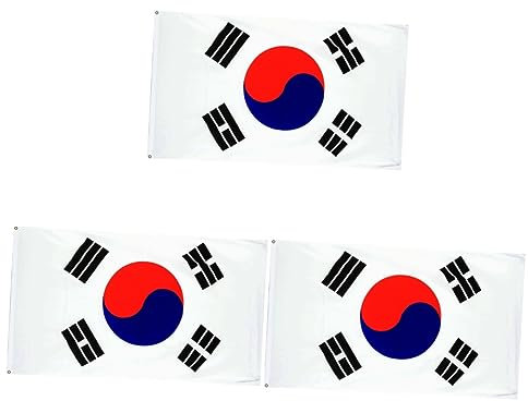 YARNOW 3 Pz Bandiera Nazionale Bandiera Del Paese Della Corea Del Sud Americana Degli Stati Uniti Bandiere Di Paesi Asiatici Degli Stati Uniti Qatar Di Grandi Dimensioni