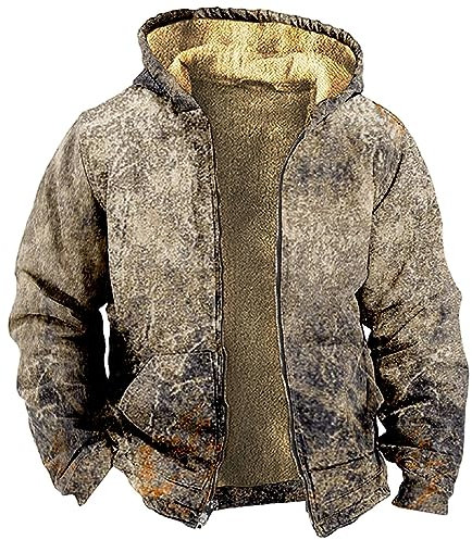 KONG JIMFAN Übergangsjacke Herren Poloshirt Herren XXL Regencape Festival Fleece Jacke Herren Winter Jacken Sportjacke Rugby Shirt Trainingsjacke Herren Oversize Bomberjacke(Khaki,3XL)