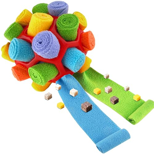KANGSIT Snuffle Ball, Interactive Dog Puzzle Toys - Enrichment Chew Toy, Natural Foraging & Food Training Feeders for Boredom - Small to Large Dogs - 20cm